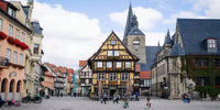 Ville médiévale de Quedlinburg en Allemagne avec maisons à colombages