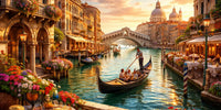 Panorama de Venise avec canaux emblématiques, gondoles traditionnelles et architecture romantique unique