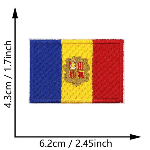 Dimensions du patch brodé du drapeau de l'Andorre