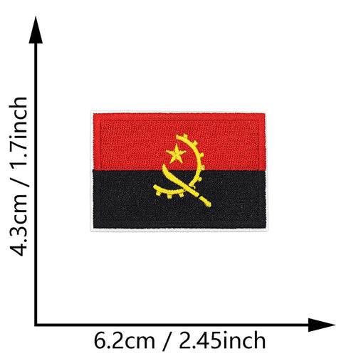 Dimensions du patch brodé du drapeau de l'Angola