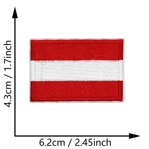 Dimensions du patch brodé du drapeau de l'Autriche
