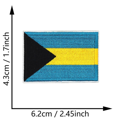 Dimensions du patch brodé du drapeau des Bahamas