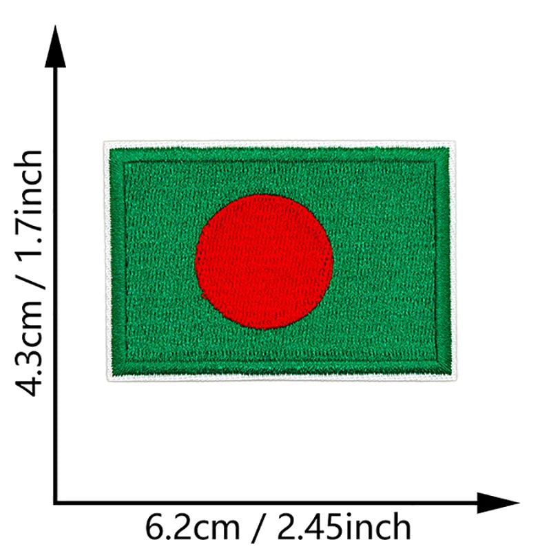 Dimensions du patch brodé du drapeau du Bangladesh