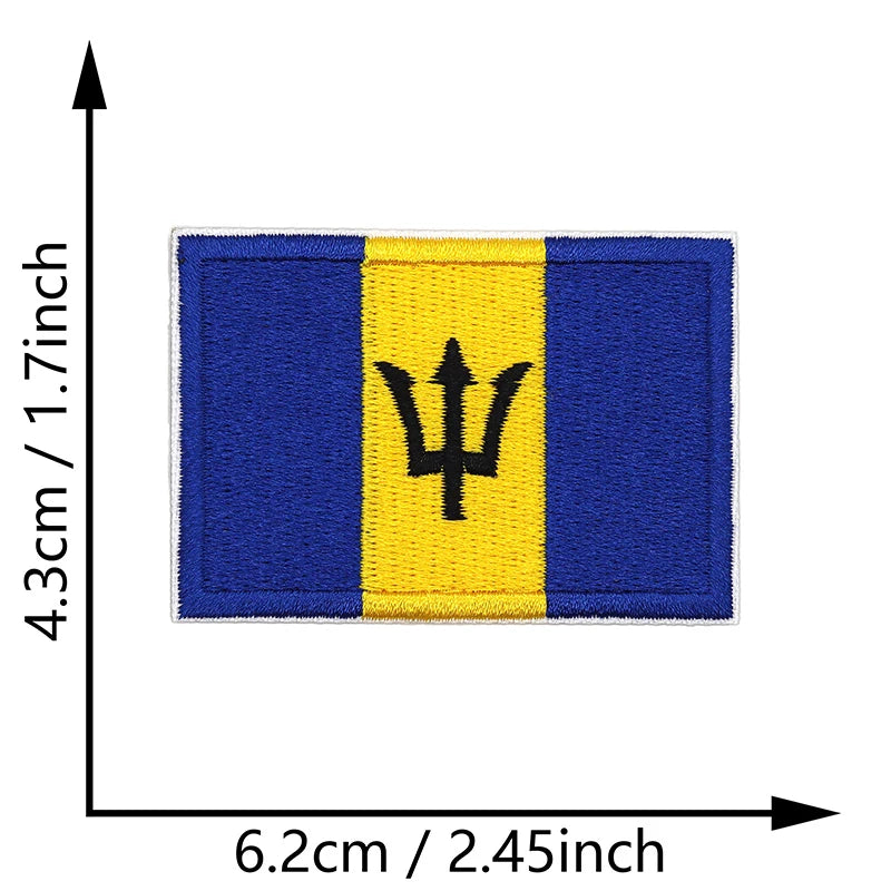 Dimensions du patch brodé du drapeau de la Barbade