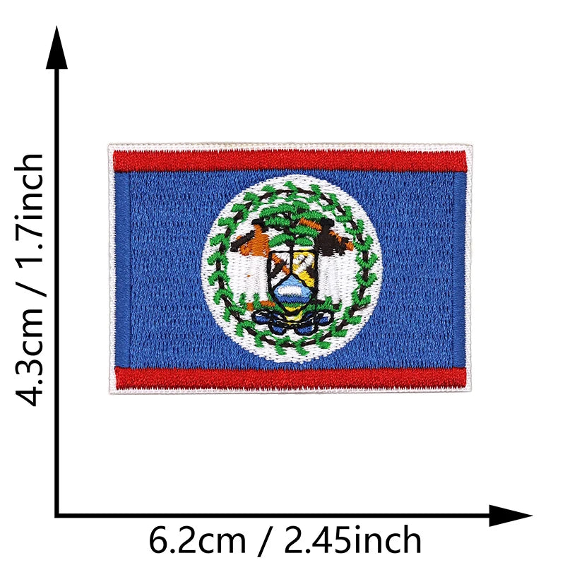 Dimensions du patch brodé du drapeau du Belize