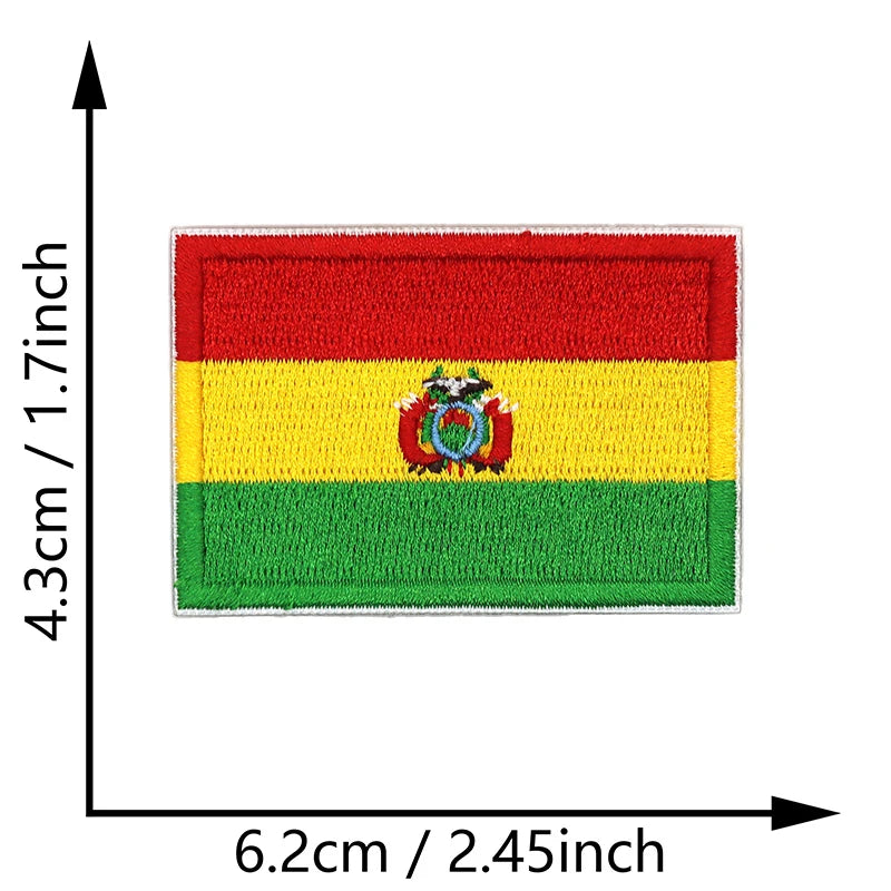 Dimensions du patch brodé du drapeau de la Bolivie