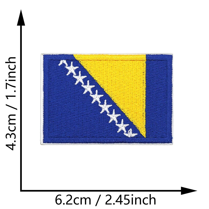 Dimensions du patch brodé du drapeau de la Bosnie-Herzégovine