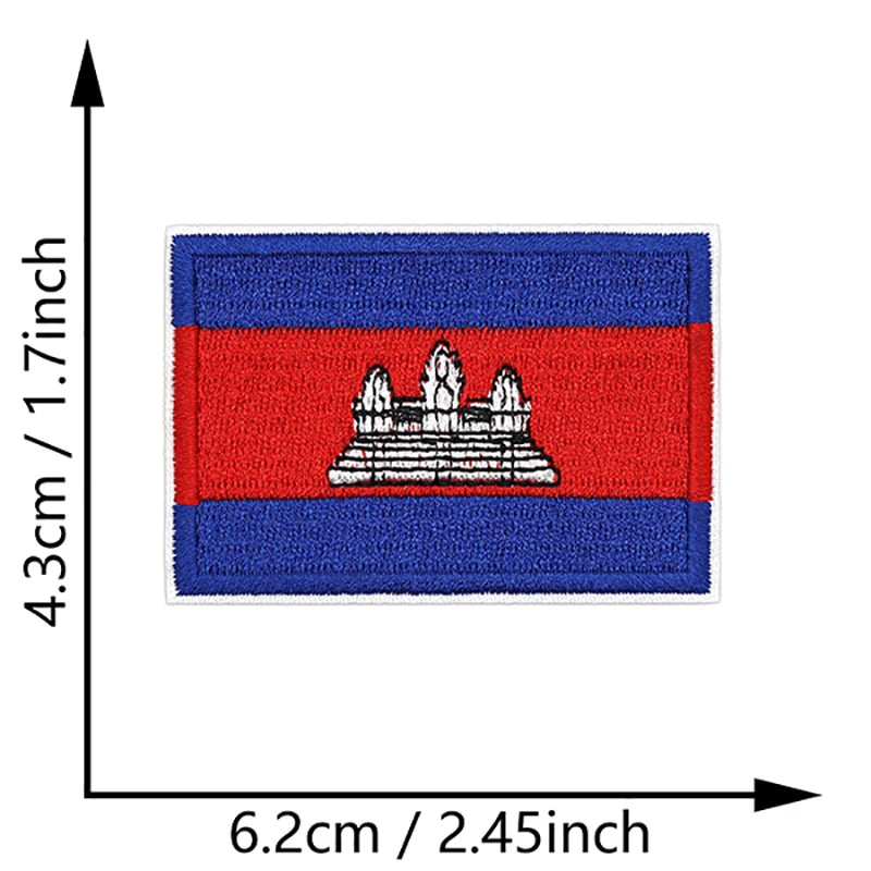 Dimensions du patch brodé du drapeau du Cambodge