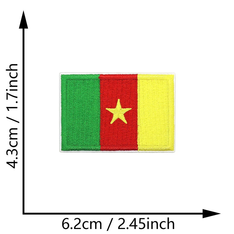 Dimensions du patch brodé du drapeau du Cameroun