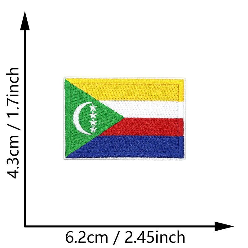 Dimensions du patch brodé du drapeau des Comores