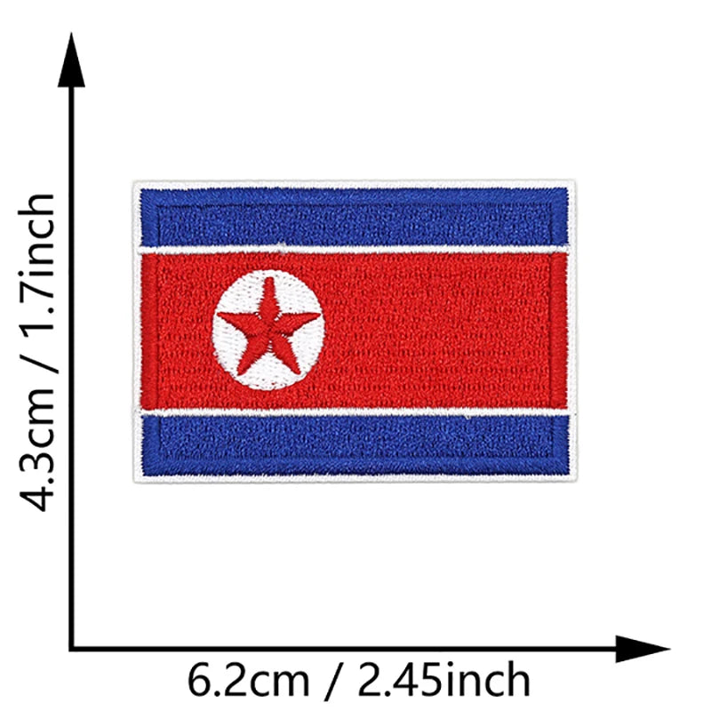 Dimensions du patch brodé du drapeau de la Corée du Nord