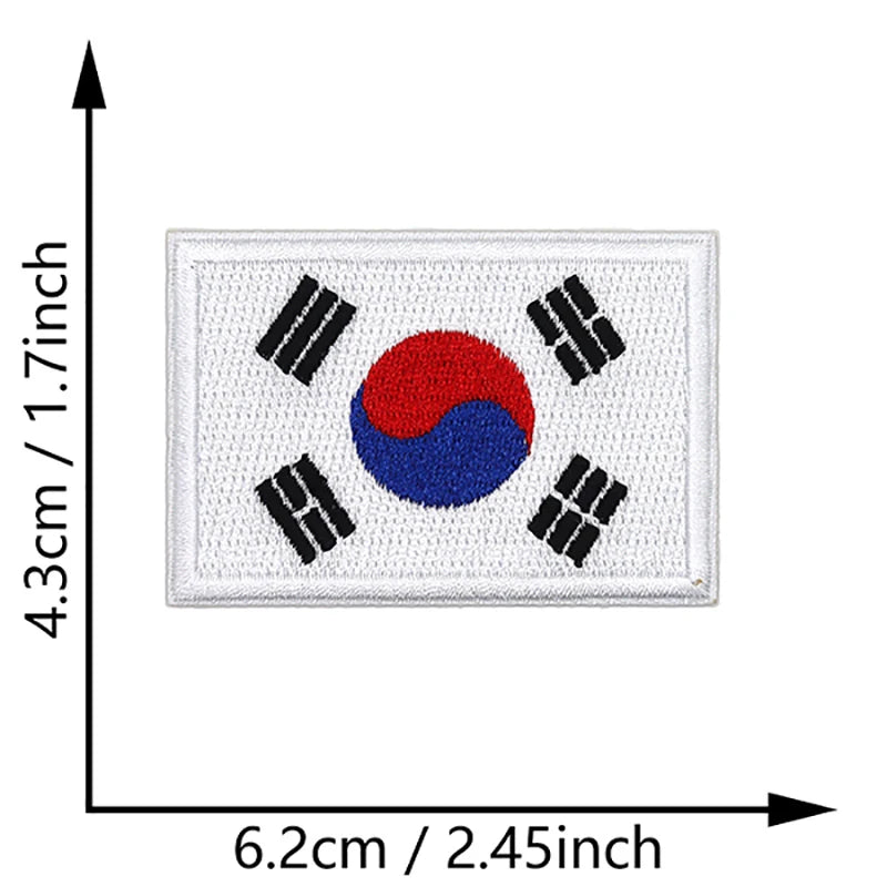 Dimensions du patch brodé du drapeau de la Corée du Sud