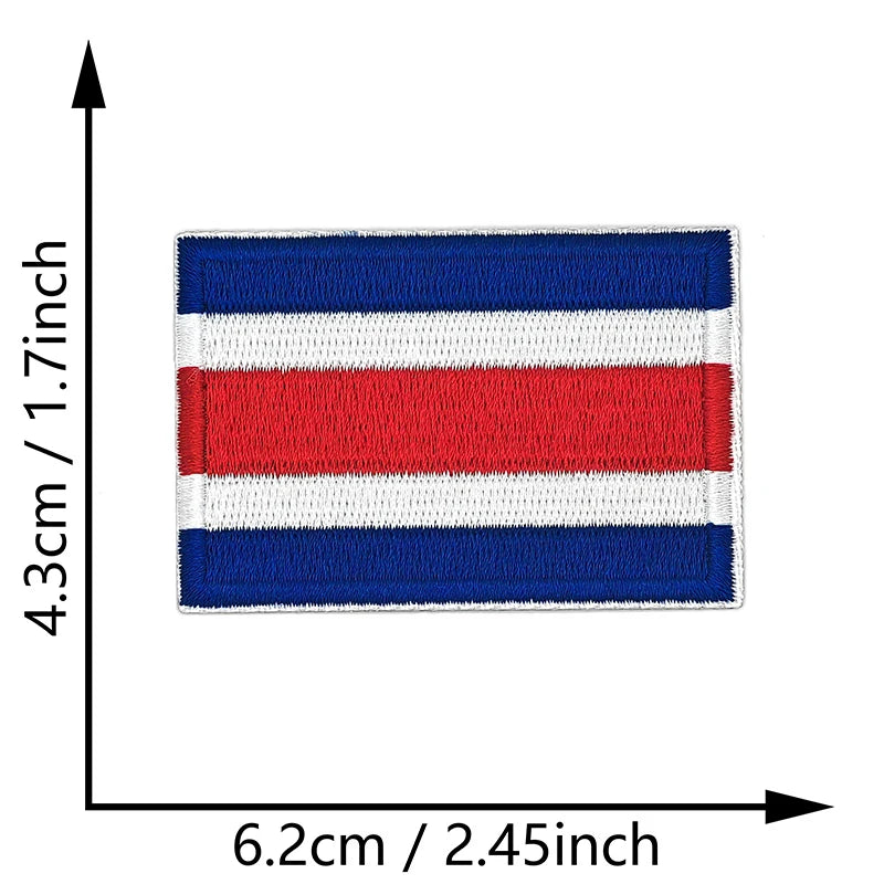 Dimensions du patch brodé du drapeau du Costa Rica