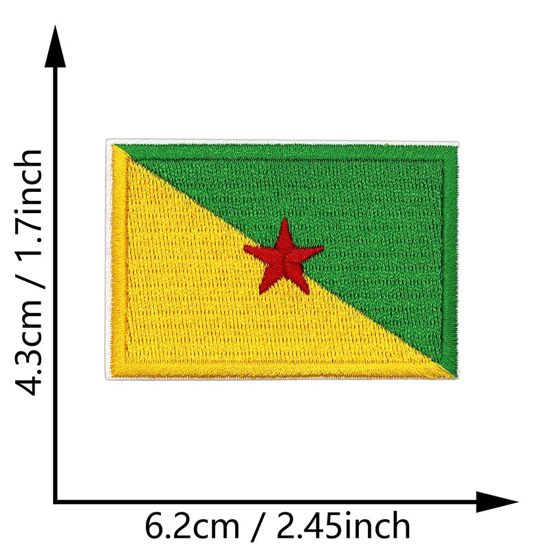 Dimensions du patch brodé du drapeau de la Guyane française