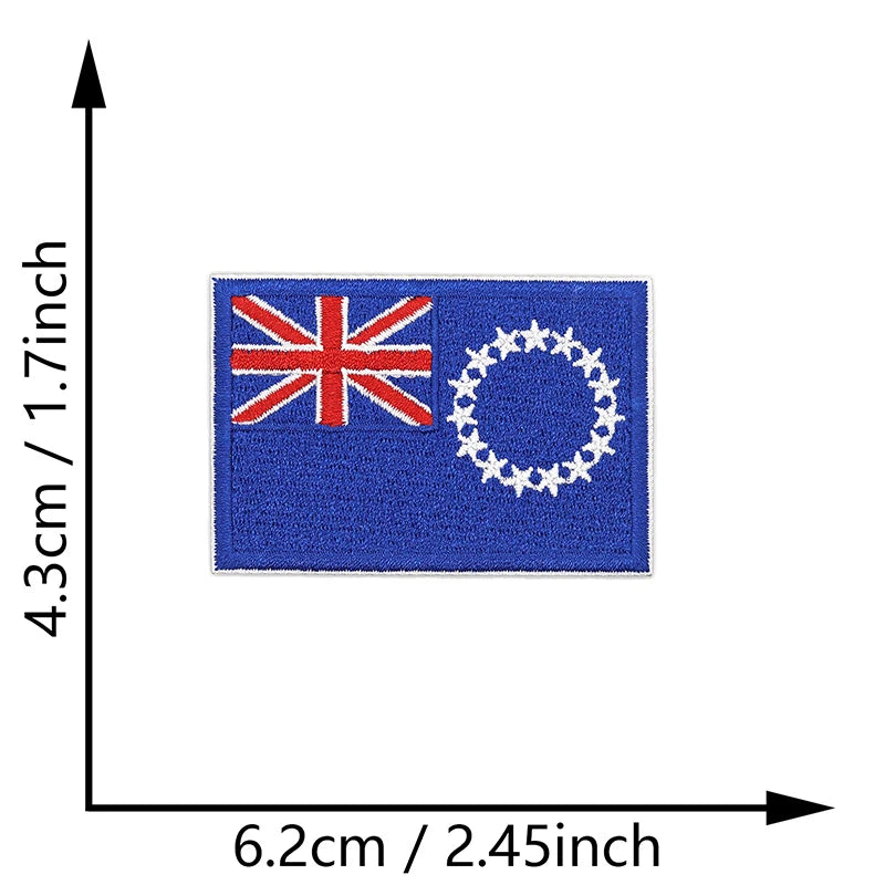 Dimensions du patch brodé du drapeau des Îles Cook