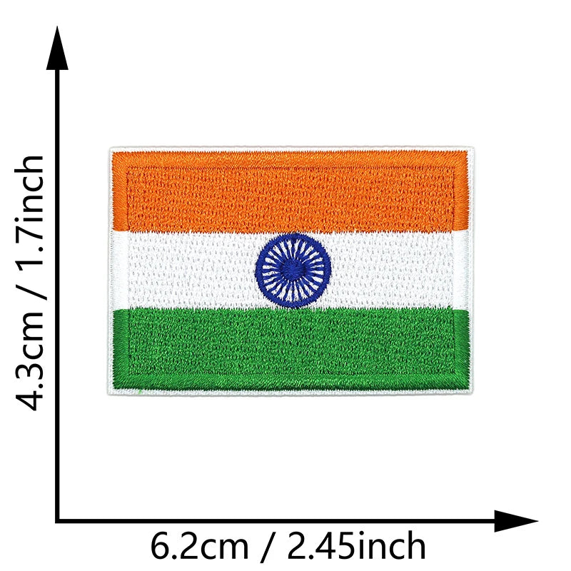 Dimensions du patch brodé du drapeau de l'Inde