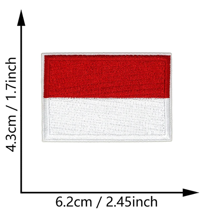 Dimensions du patch brodé du drapeau de l'Indonésie