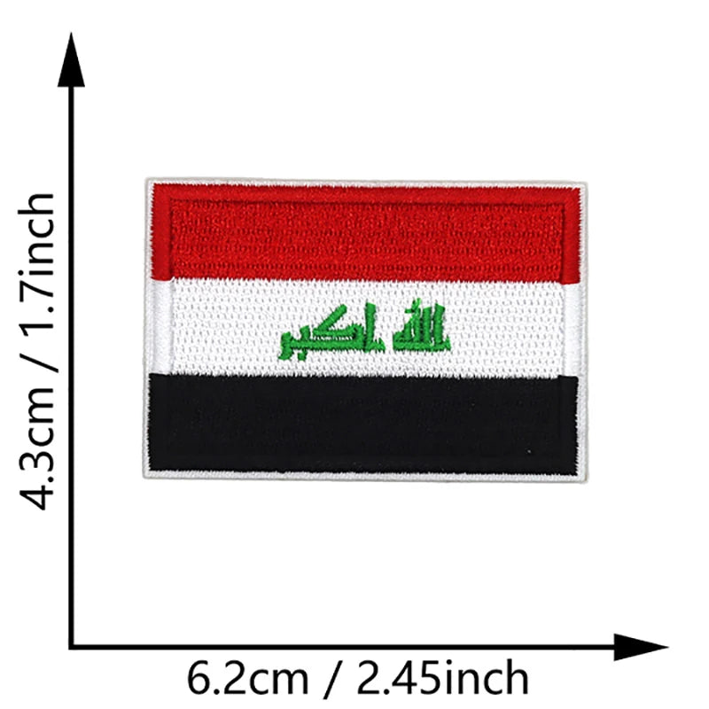 Dimensions du patch brodé du drapeau de l'Irak
