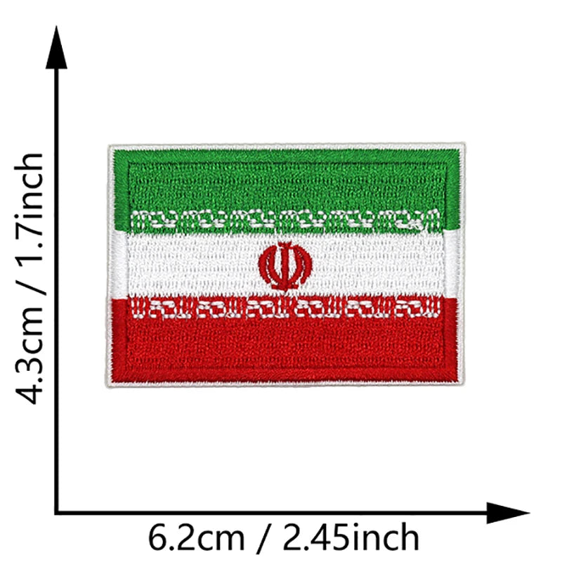 Dimensions du patch brodé du drapeau de l'Iran
