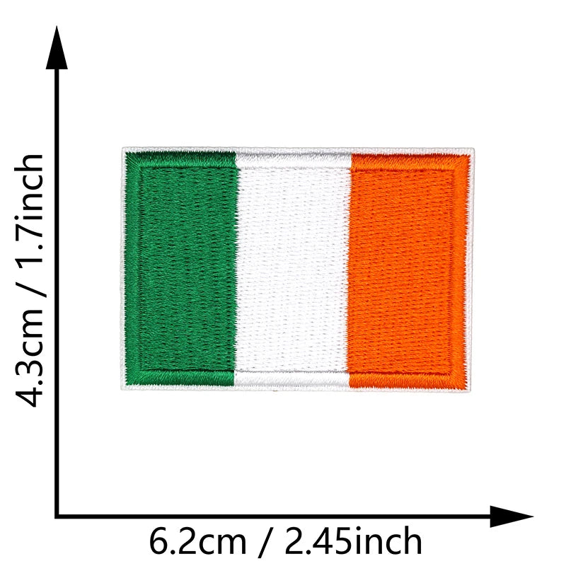 Dimensions du patch brodé du drapeau de l'Irlande