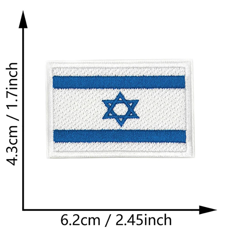Dimensions du patch brodé du drapeau d'Israël