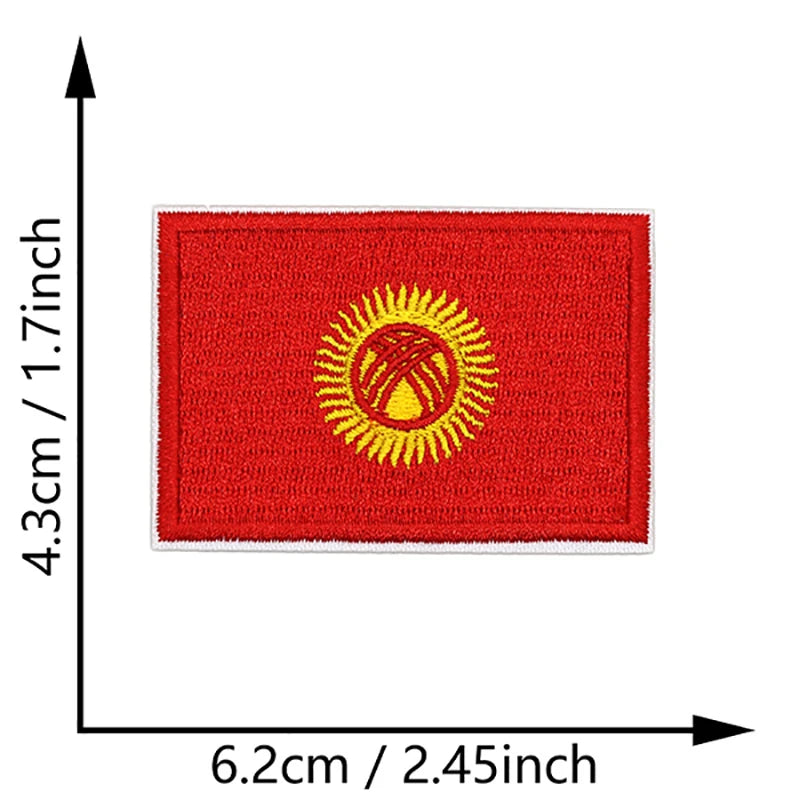 Dimensions du patch brodé du drapeau du Kirghizistan