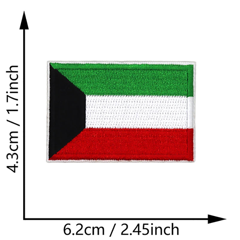 Dimensions du patch brodé du drapeau du Koweït