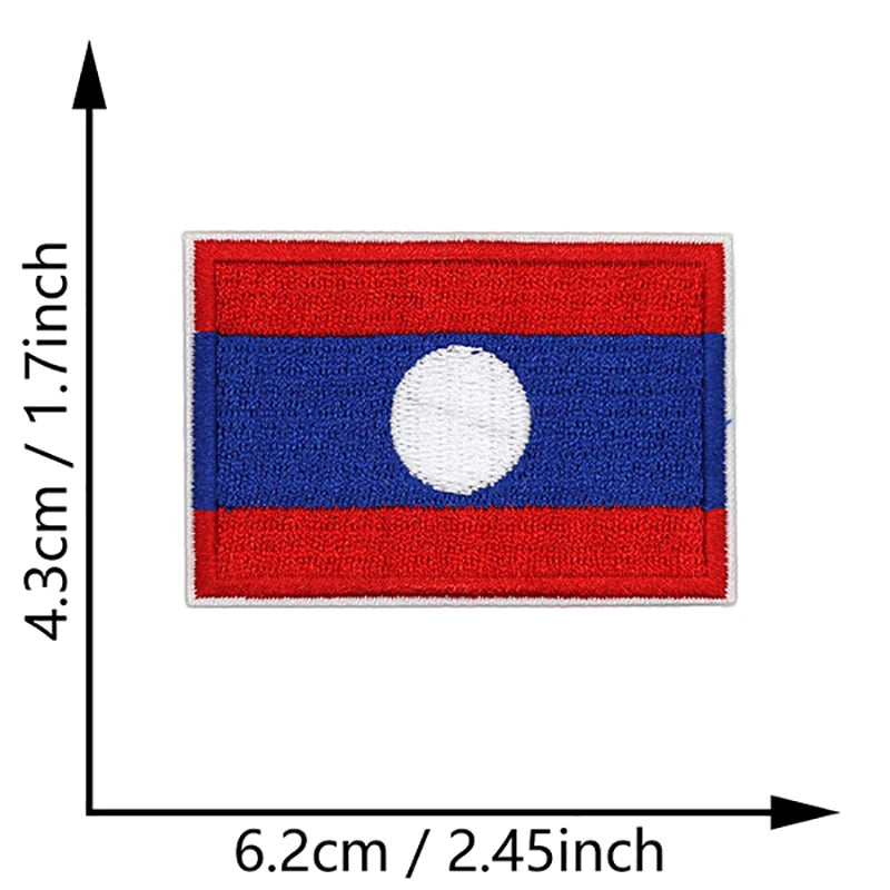 Dimensions du patch brodé du drapeau du Laos