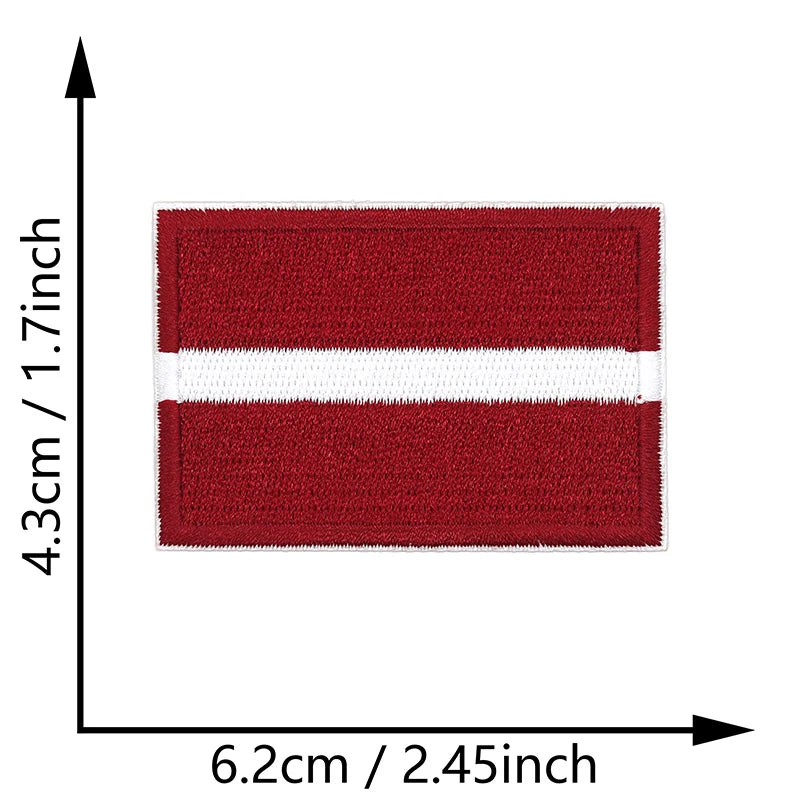 Dimensions du patch brodé du drapeau de la Lettonie