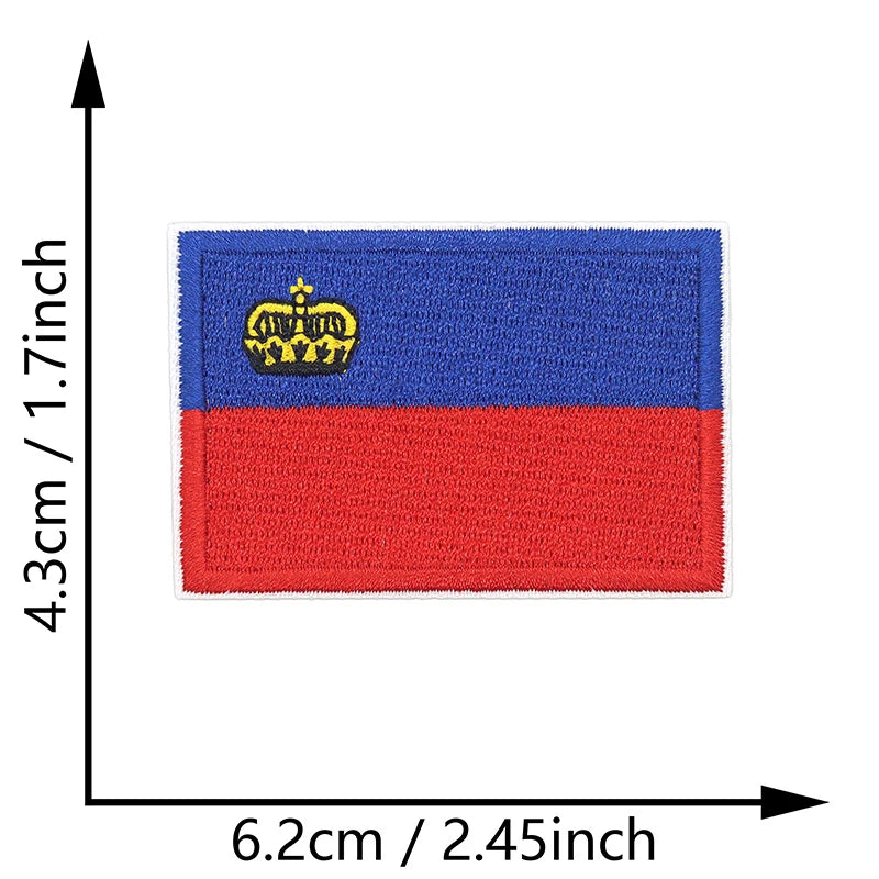 Dimensions du patch brodé du drapeau du Liechtenstein