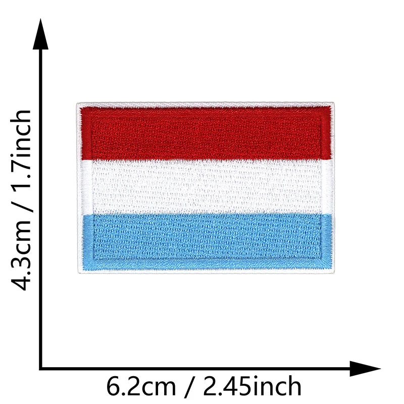 Dimensions du patch brodé du drapeau du Luxembourg