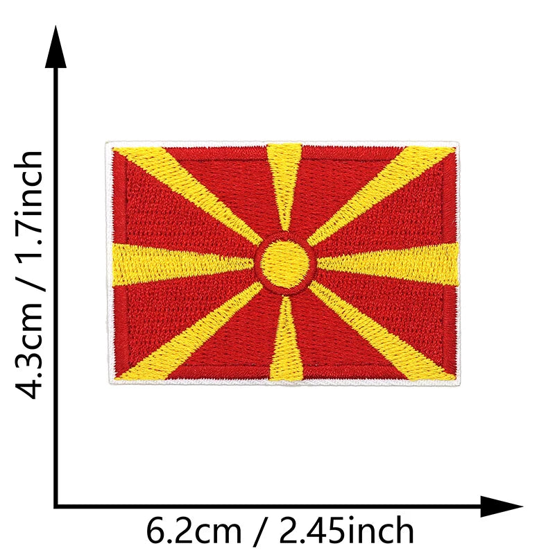 Dimensions du patch brodé du drapeau de la Macédoine du Nord