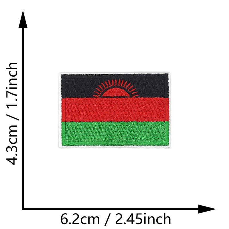 Dimensions du patch brodé du drapeau du Malawi