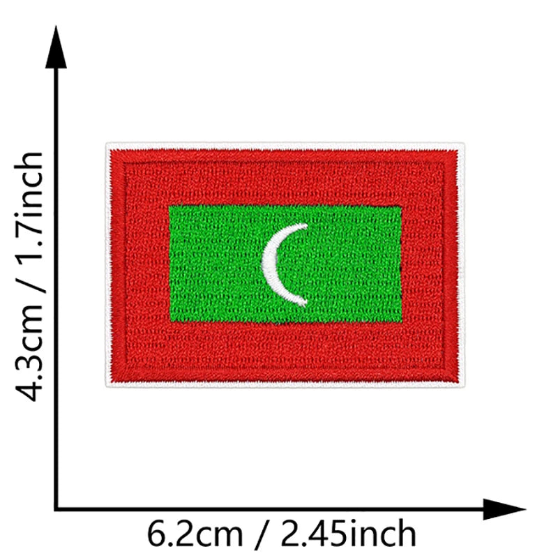 Dimensions du patch brodé du drapeau des Maldives
