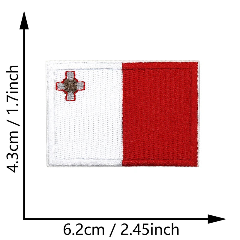 Dimensions du patch brodé du drapeau de Malte