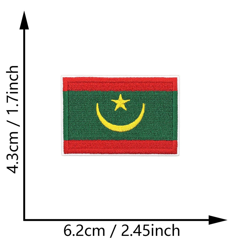 Dimensions du patch brodé du drapeau de la Mauritanie