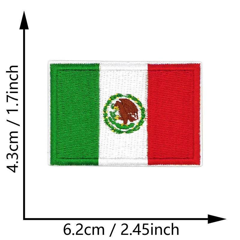 Dimensions du patch brodé du drapeau du Mexique