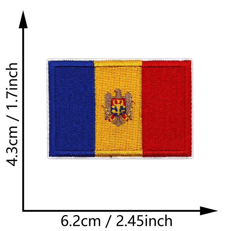 Dimensions du patch brodé du drapeau de la Moldavie