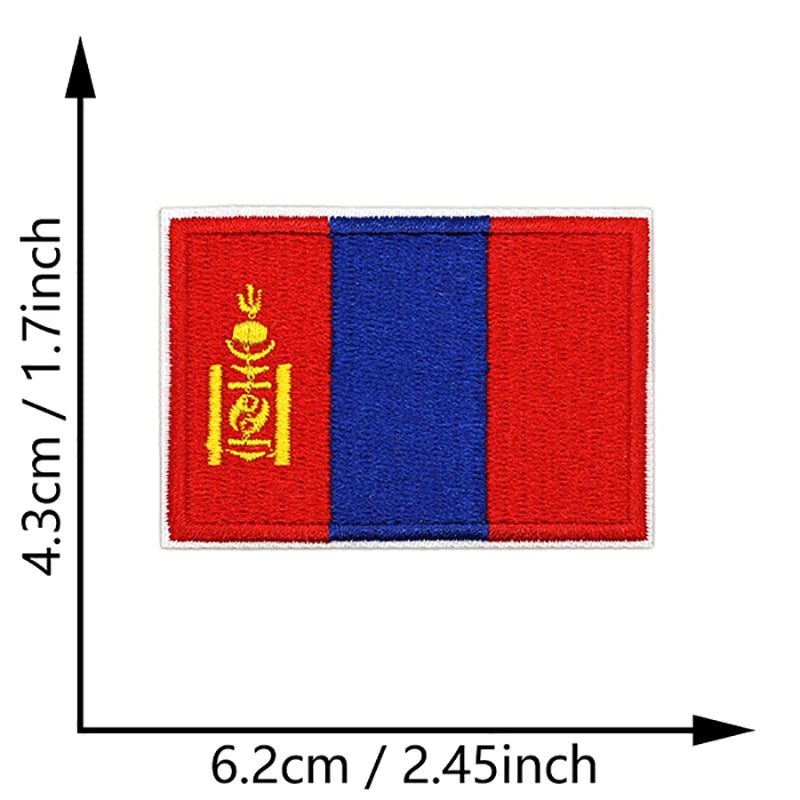 Dimensions du patch brodé du drapeau de la Mongolie