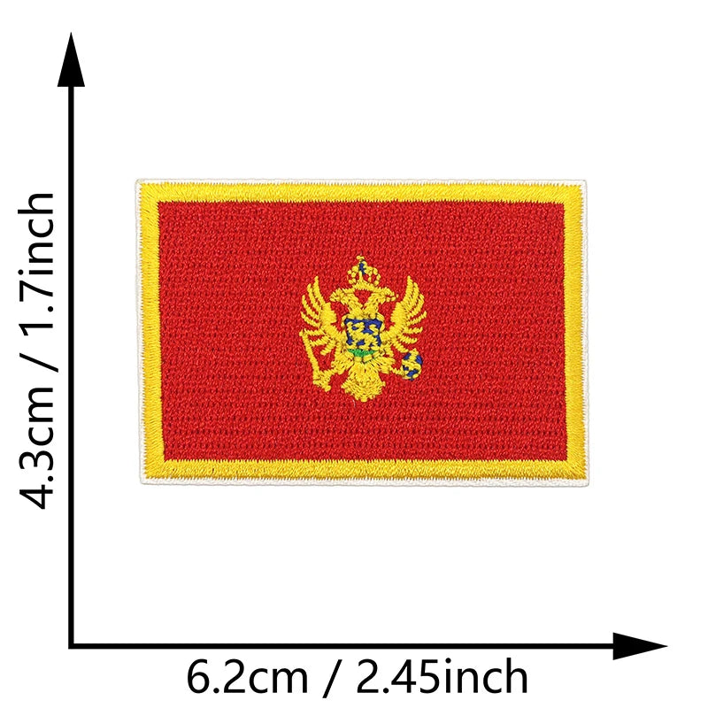 Dimensions du patch brodé du drapeau du Monténégro