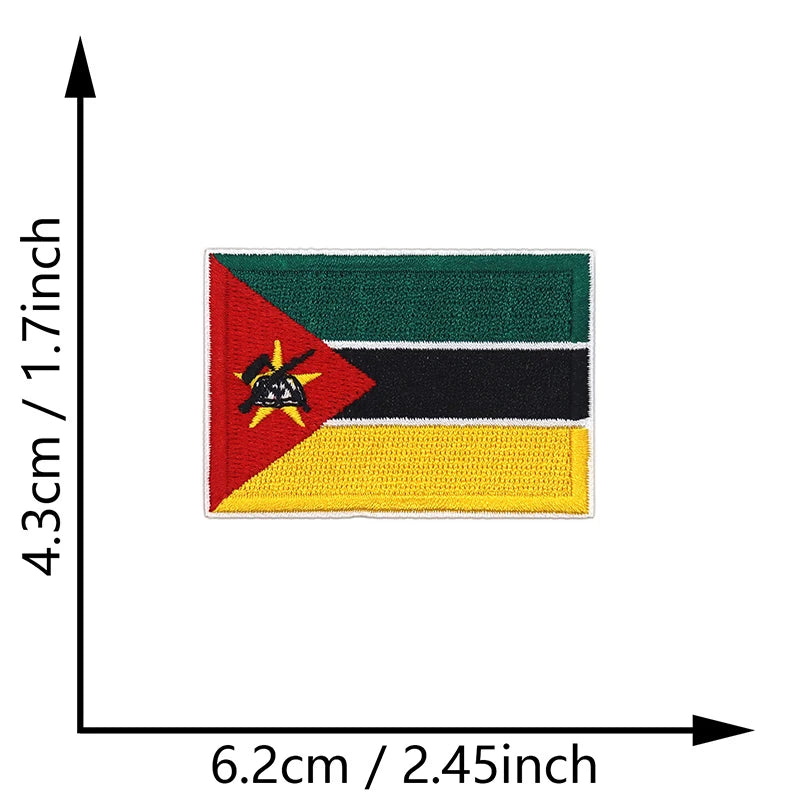 Dimensions du patch brodé du drapeau du Mozambique