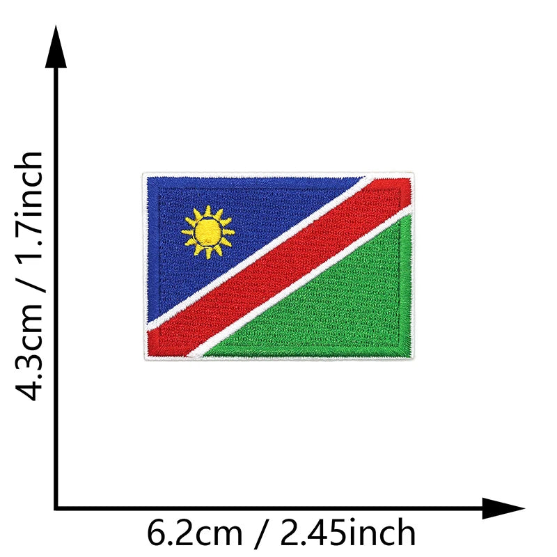 Dimensions du patch brodé du drapeau de la Namibie