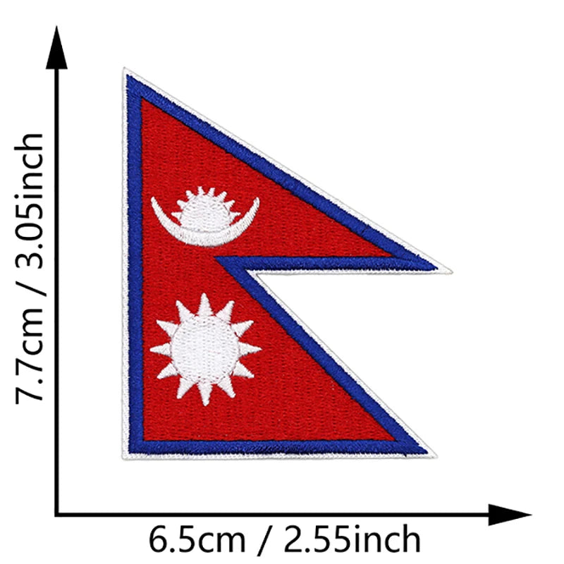 Dimensions du patch brodé du drapeau du Népal