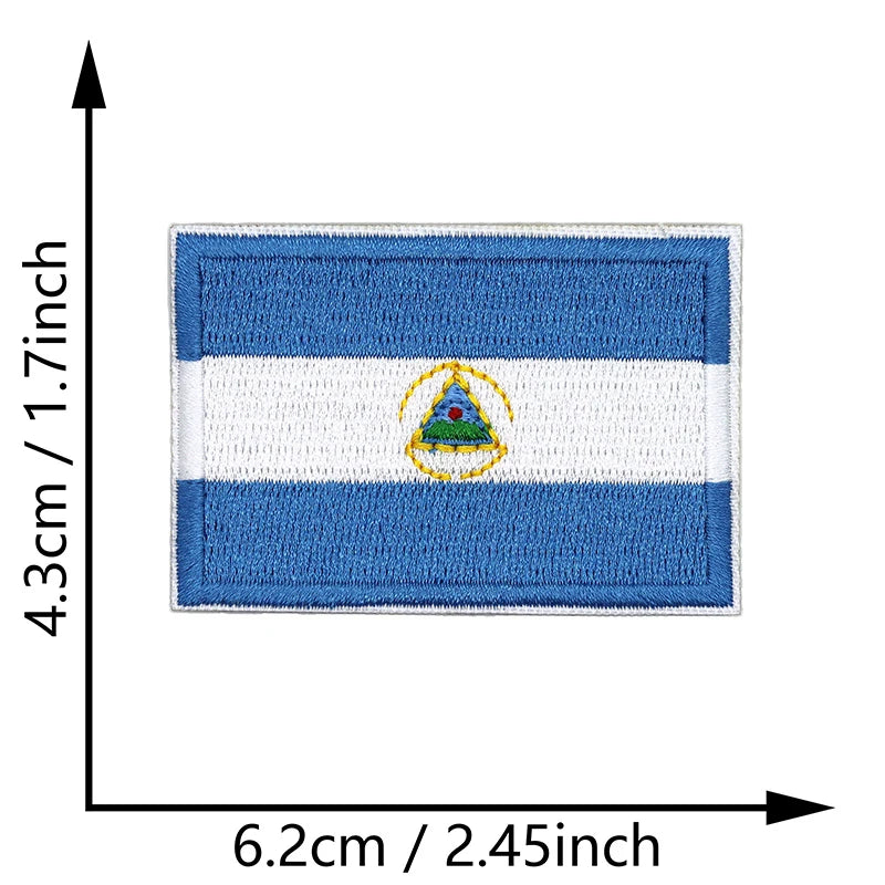 Dimensions du patch brodé du drapeau du Nicaragua