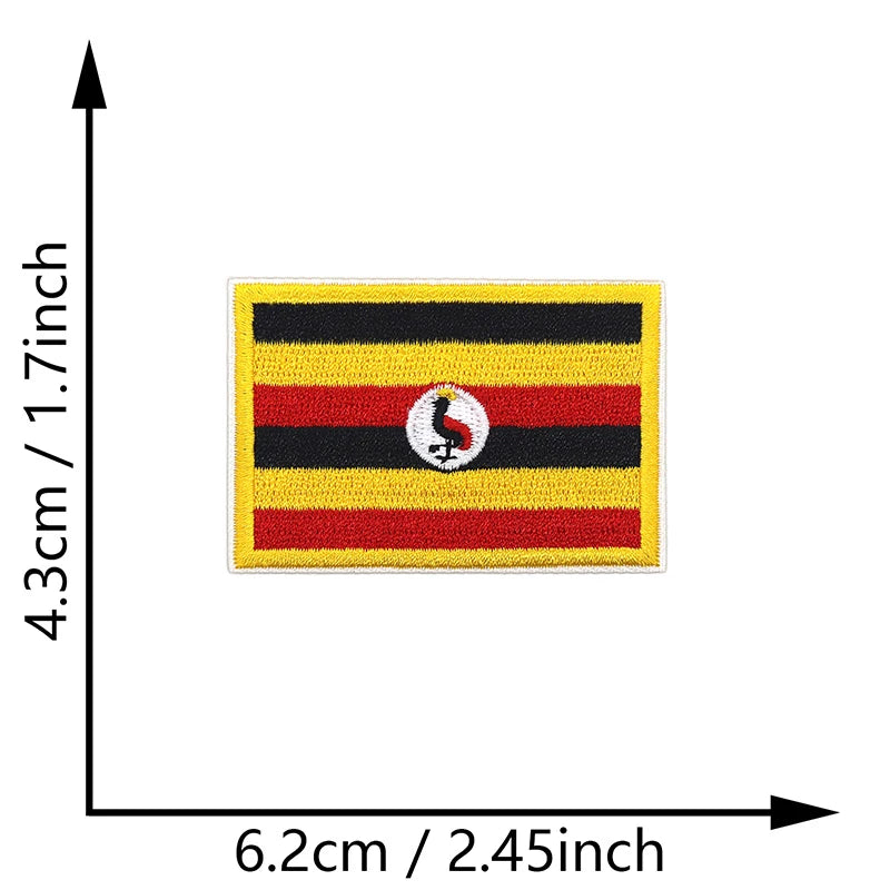 Dimensions du patch brodé du drapeau de l'Ouganda