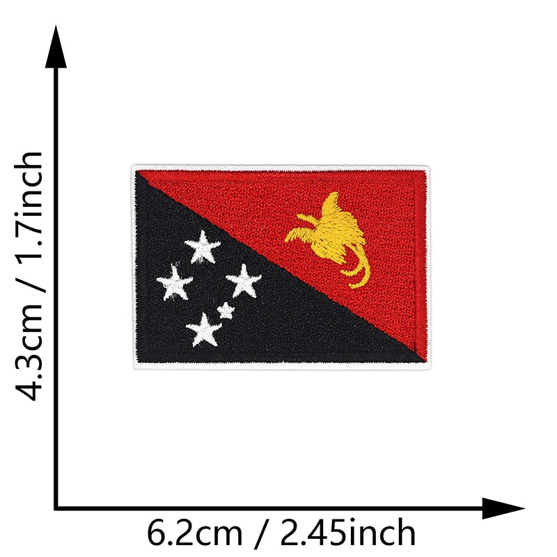 Dimensions du patch brodé du drapeau de la Papouasie-Nouvelle-Guinée