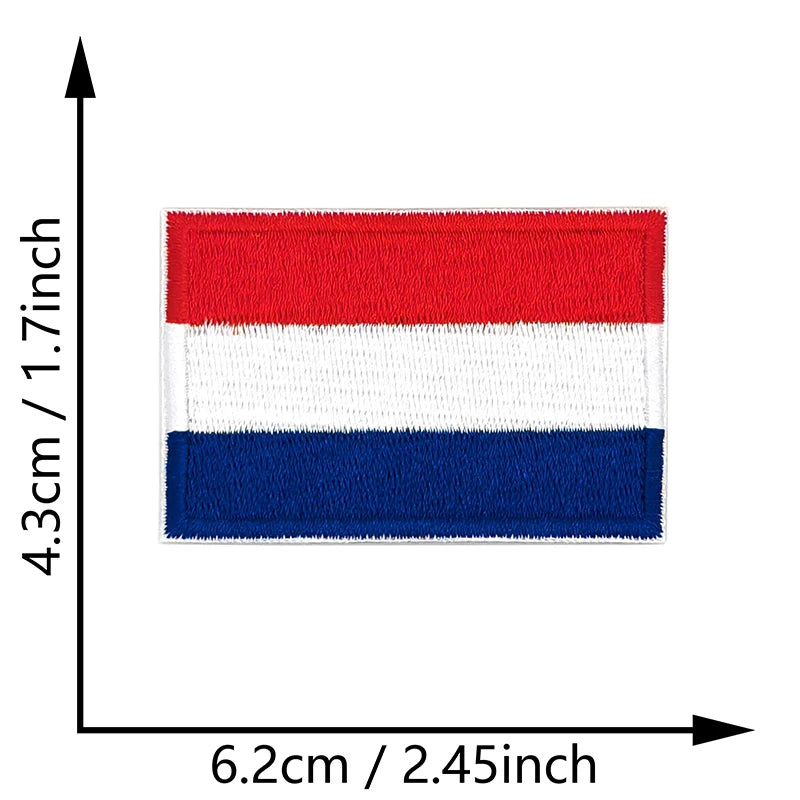 Dimensions du patch brodé du drapeau des Pays-Bas