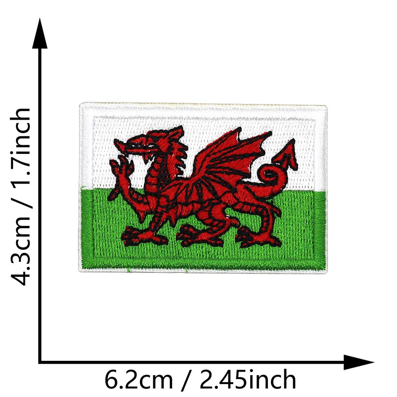 Dimensions du patch brodé du drapeau du Pays de Galles