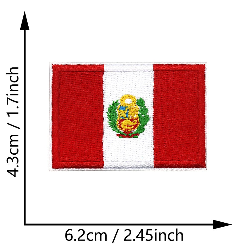Dimensions du patch brodé du drapeau du Pérou