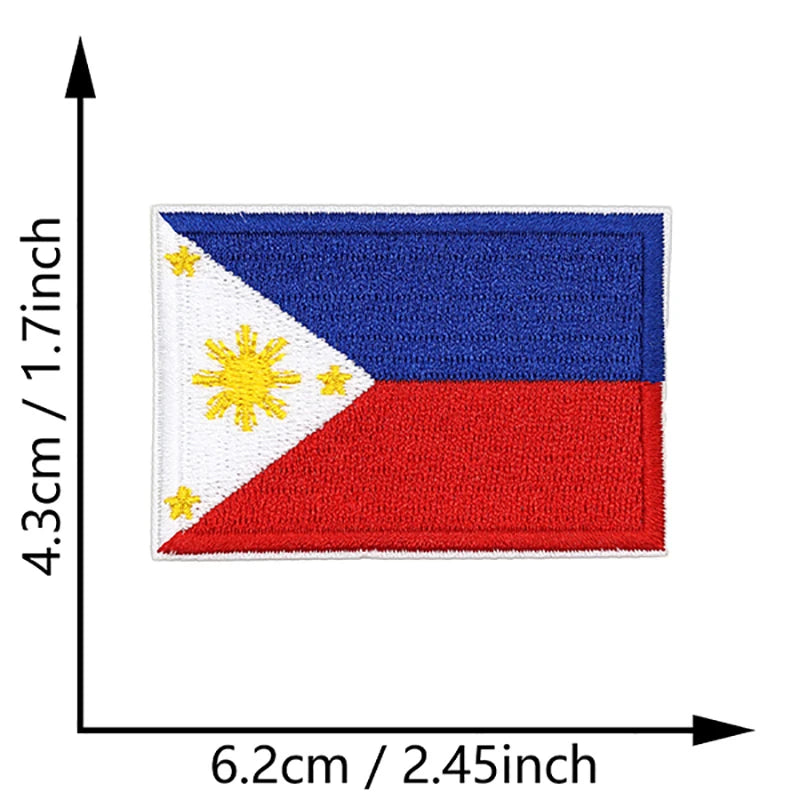 Dimensions du patch brodé du drapeau des Philippines